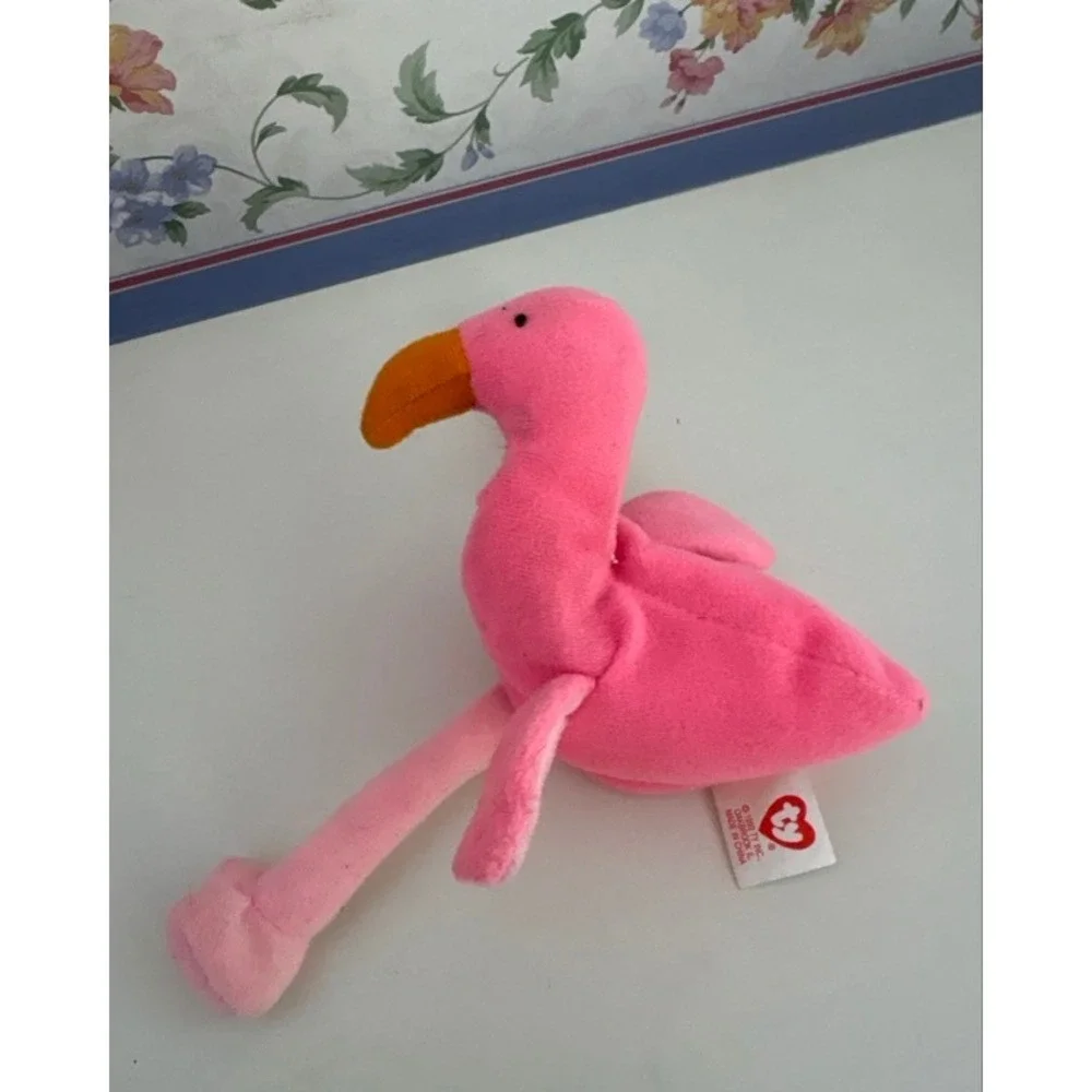 Ty Beanie Babies Lot Louie the Lion Pinky the Flamingo Bernie St Bernard Vintage